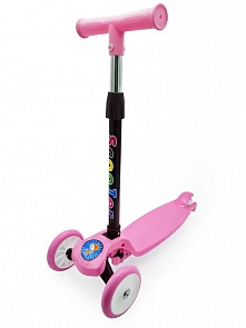 Самокат 3-х колесный складной с регулируемой ручкой свет 72 см розовый (Funky Toys, 200820219-2)